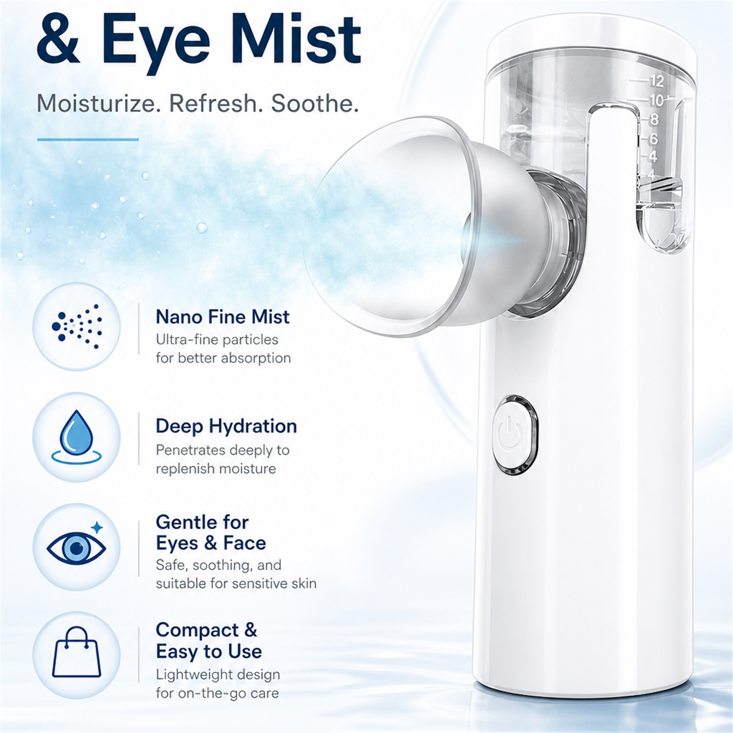 Facial Steamer Nano - Elektryczny nano sprayer do oczu, parowy